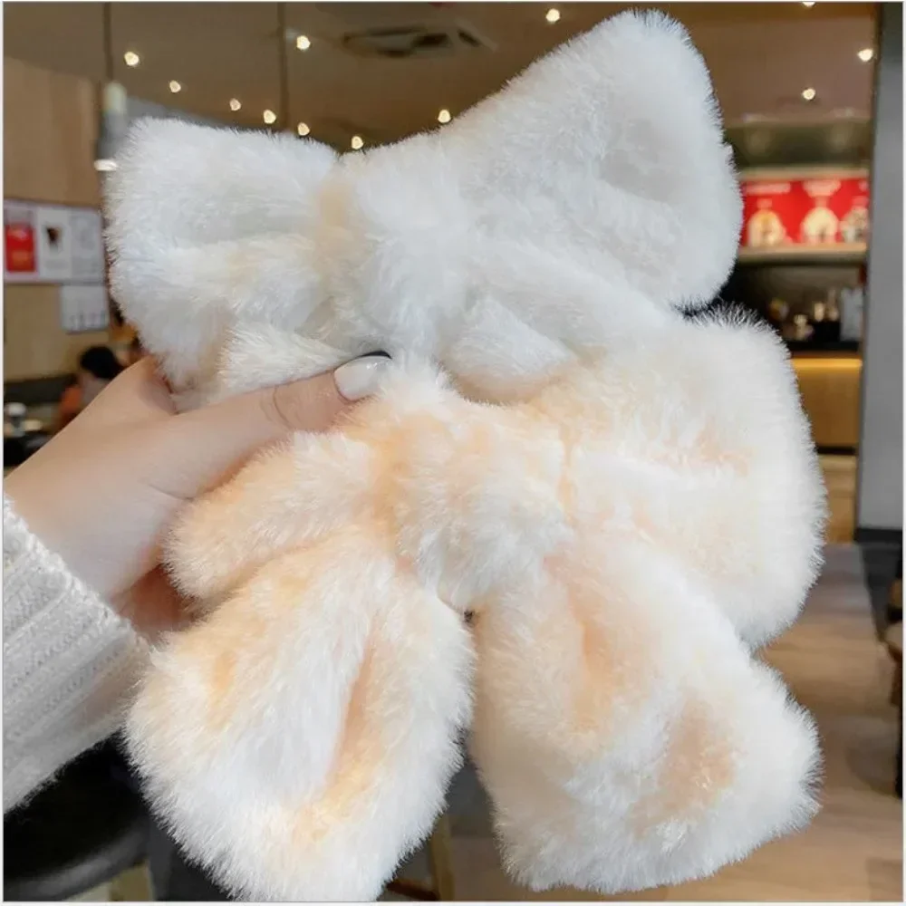 Plush Big Bow Hairpin Velvet Back Head Hairpin Ins Korean Version Headgear Fluffy Clip Top Clip Hair Accessories