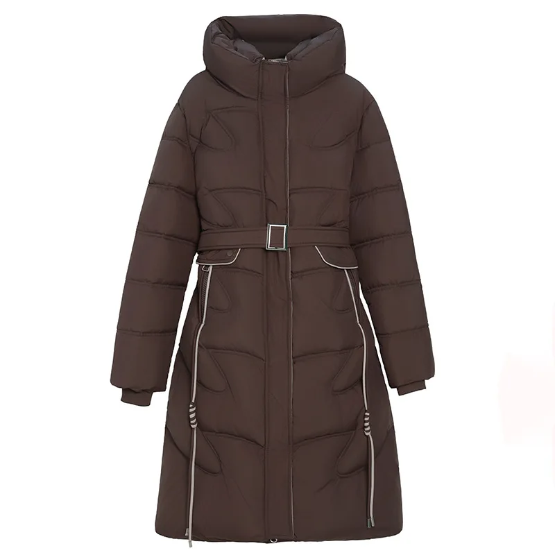 سترة نسائية باركاس بغطاء للرأس وسحاب سميك كاجوال وأكمام طويلة معاطف متوسطة الطول بجيوب ملابس خارجية أنيقة دافئة للخريف والشتاء #5