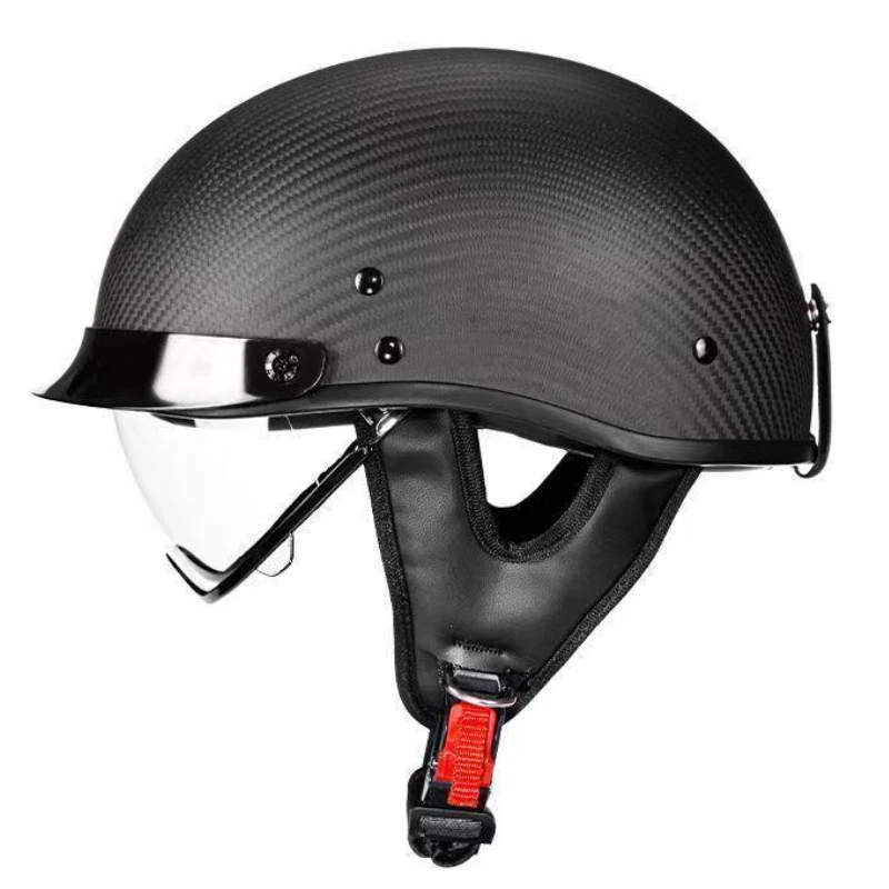 Super Light Glossy 3K Carbon Half Face Helmet Adjustable Smoke Visor Comfort Wear Urban Short Trip Weekend Leisure Riding