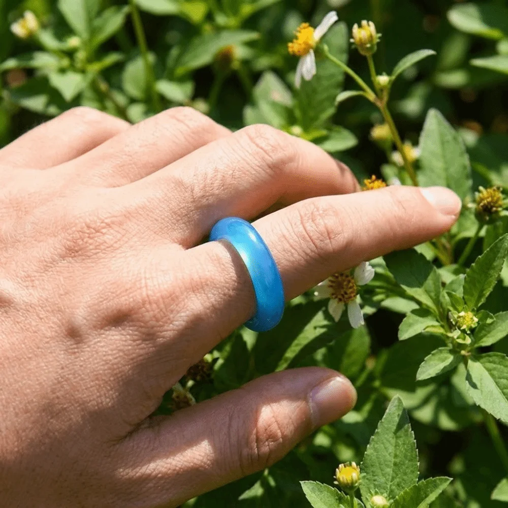 Daily Elegant Crystal Stone Band Rings Natural Crystal Obsidian Stone Minimalist Ring Solid Design All-match Jewelry Men