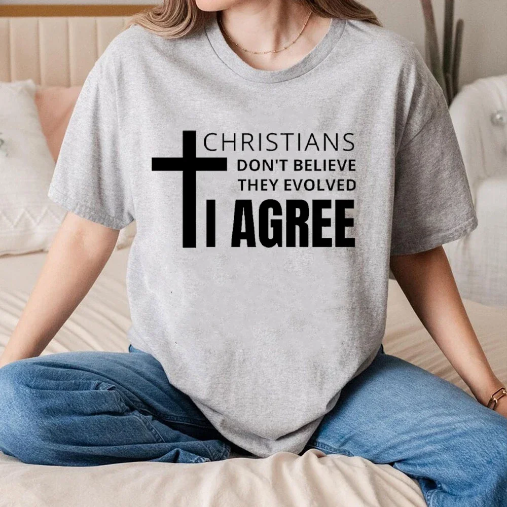 CHRISTIANS DON'T BELIEVE THEY EVOLVED TIAGREE été coton col rond graphique t-shirts femmes chemise Vintage vêtements t-shirts chemises