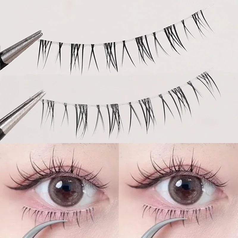 Lower Lashes V Shape Individual Lashes Bottom Lower Eyelashes Transparent Band Manga Korean Makeup Eyelashes Extensions Supplies