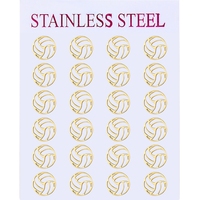 12 Pairs Volleyball Earrings Wholesale Women Men Teen Sport Jewelry Golden Stainless Steel Stud Earrings Set Sports Games Gifts