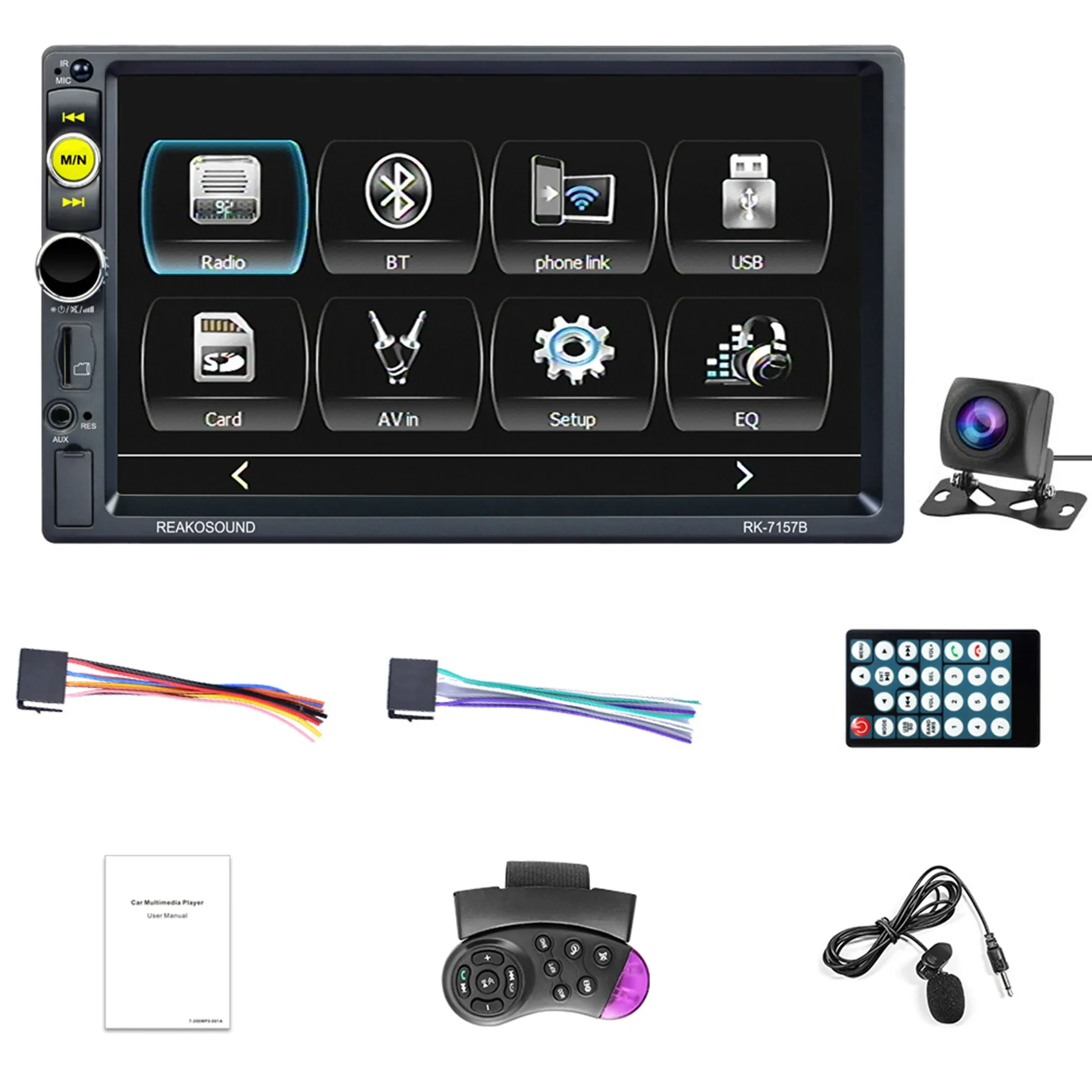 

Android Auto/Apple CarPlay Double Din Car Stereo 7 Inch Touchscreen Car Radio with AHD Camera, Bluetooth/TF Card/AUX/USB