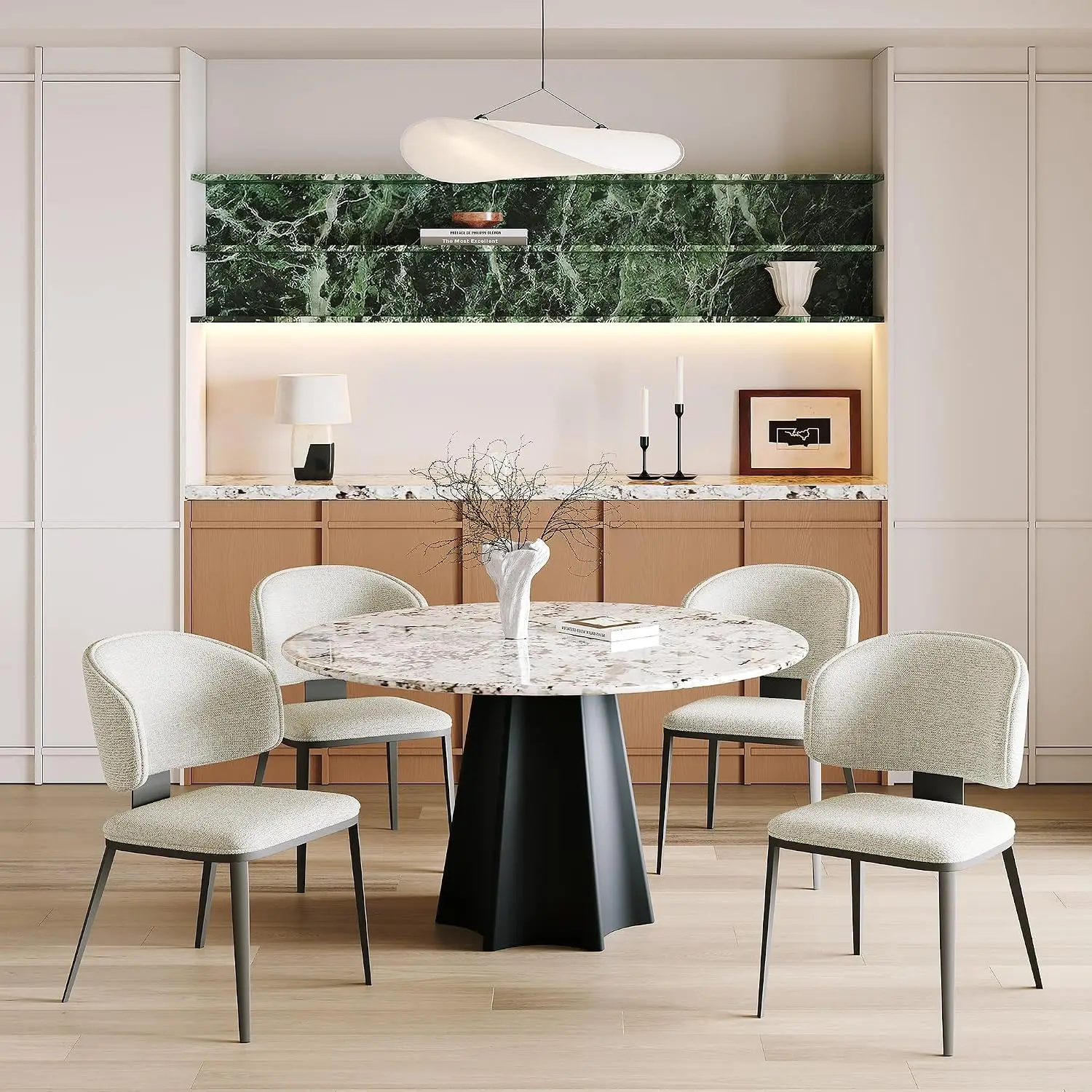 Dining Chairs Set of 4,Fabric Dining Room Chairs,Light Camel, Custom