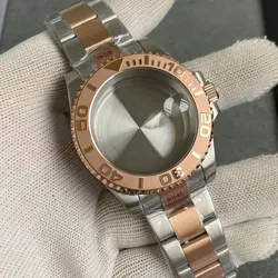 40mm Two Tone Rose Gold Watch Case Strap For NH35AA NH34AA NH36AA ETA2824 PT5000 Sapphire Ceramic Bezel for YACHT Master 20ATM