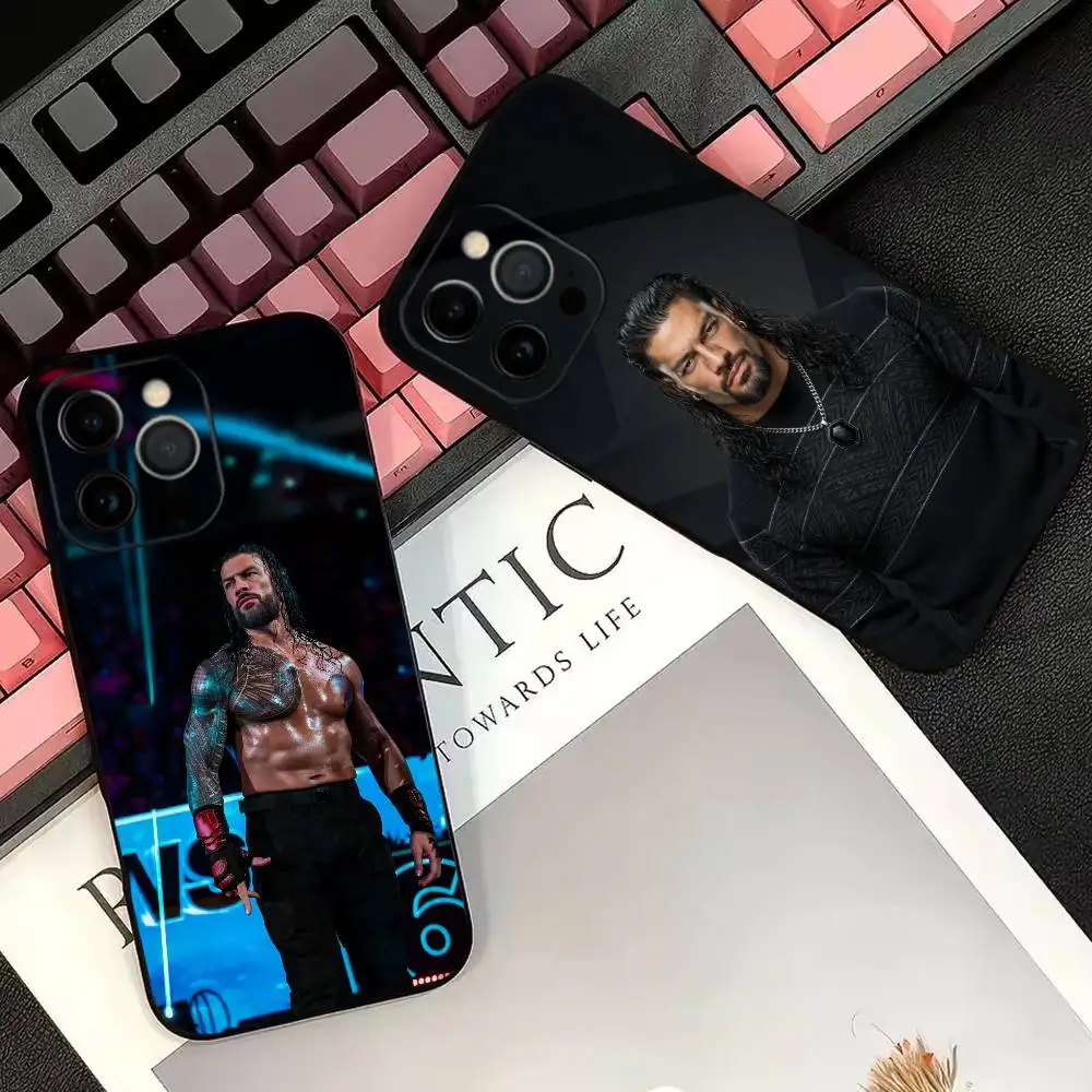 Funda de Silicona Suave para Teléfono con Diseño del Luchador Roman Reigns, Compatible con iPhone 17, 16, 15, 14, 13, 12, 11, X, XR, Plus, Pro, Max, Plus