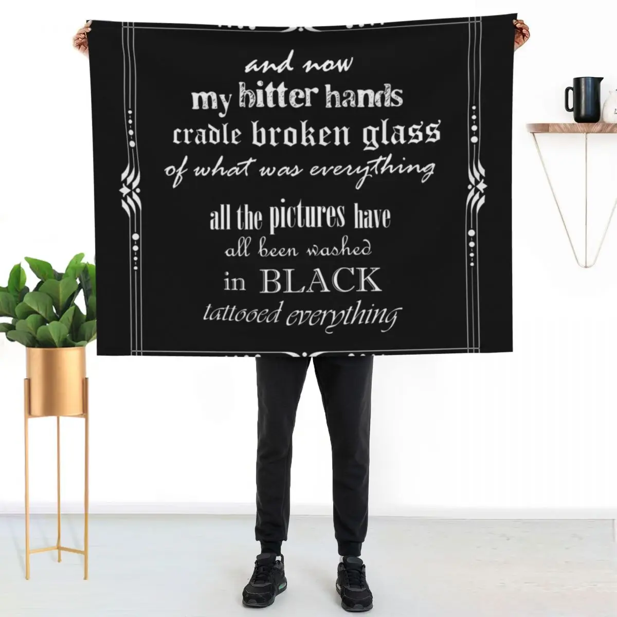 Black lyrics Throw Blanket Soft Beds Large Softest Flannel Flannel Fabric For Decorative Sofa Blankets