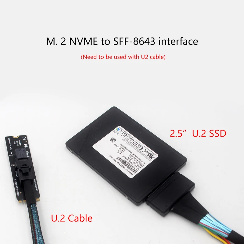 بطاقة محول RGEEK M.2 NVME إلى U.2 Mini Sas 8643 إلى 8639 U.2 (SFF-8639) NVMe PCIe إلى Mini SAS (SFF-8643) كابل SSD