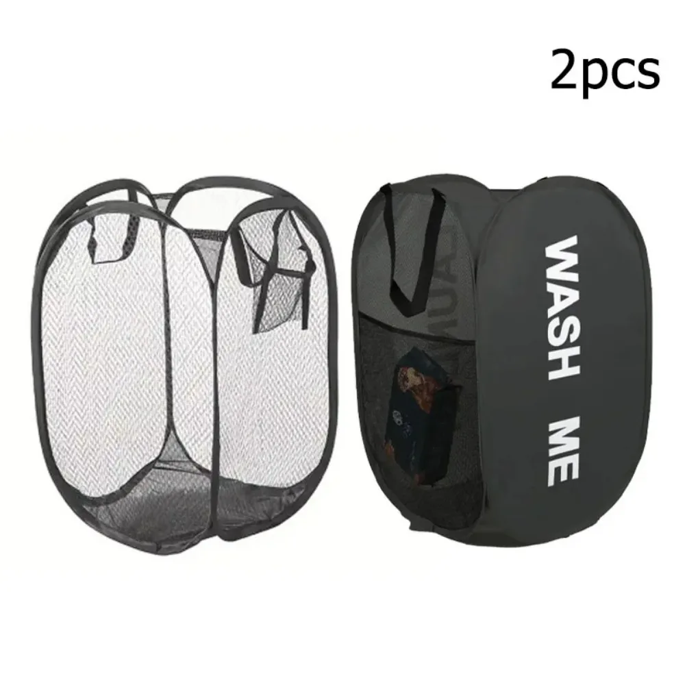 Foldable Pop Up Mesh Laundry Hamper Large Capacity Portable Clothes Storage Basket Organizer Bathroom Bedroom