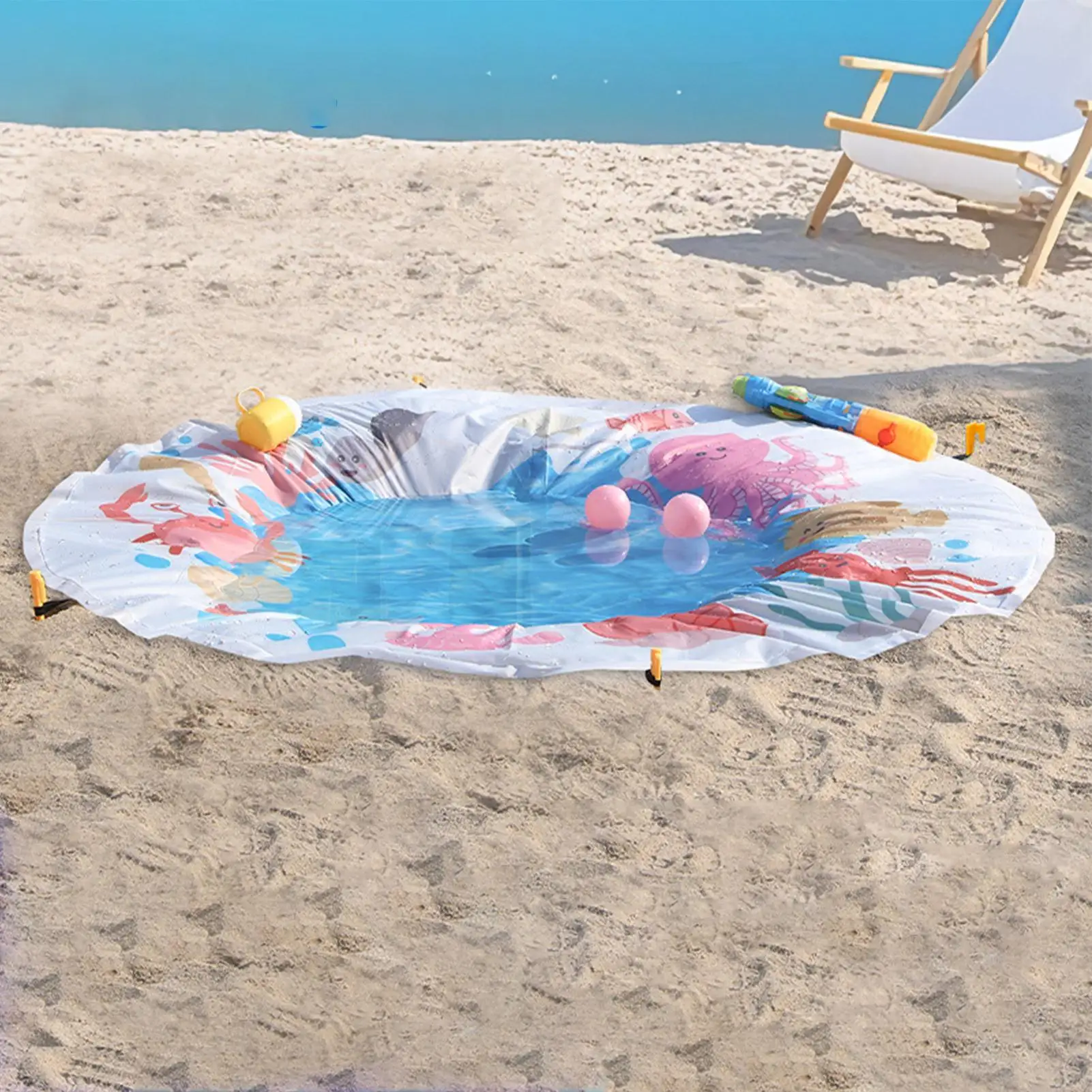 

Beach Puddle Pool Toddler Beach Blanket Paddling Pool with Bag, beach mat Beach Blanket Kiddie Pools Summer water play Toy