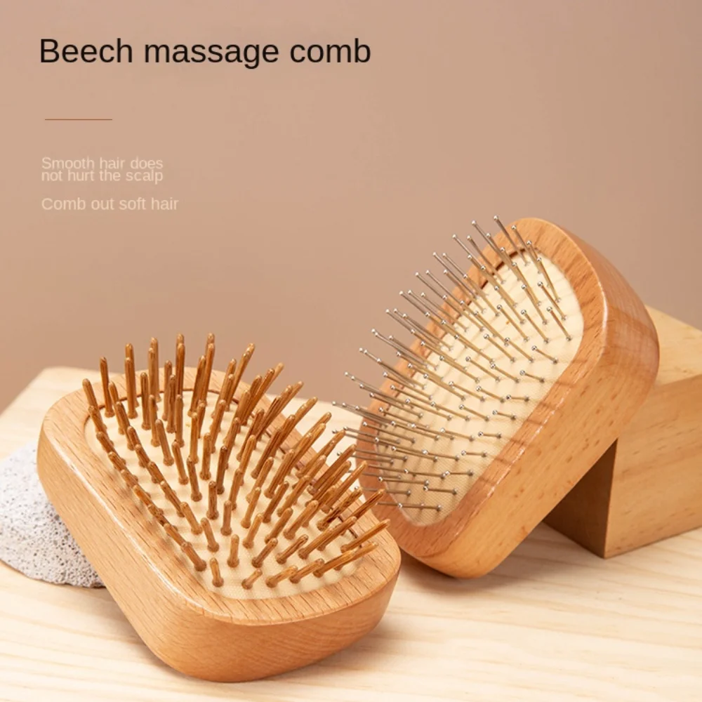 Wood Wooden Scalp Combs Head Acupuncture Point Massage Coarse Tooth Silicone Air Cushion Comb Traditional Natural