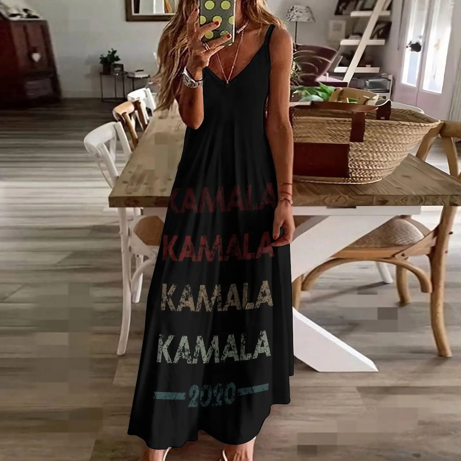 Robe en fibre de t-shirt de style vintage pour dames, robes pour dames pour occasions spéciales, robe femme Kamala Harris, nouveau, 2020