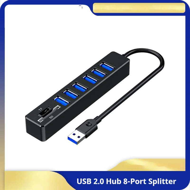 8-Port USB 2.0 Splitter, USB Hub with SD TF Card Reader for Computer Notebook