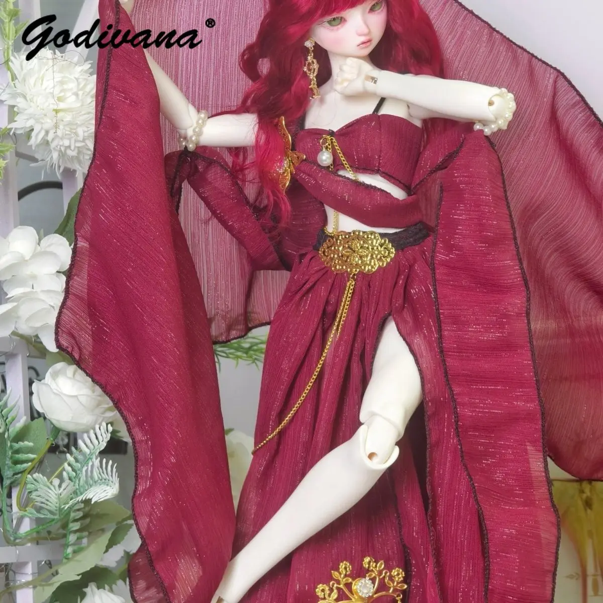 1/3 1/4 1/6 Female BJD Doll Clothes Coquette Sweet Sexy Exotic Style Princess Dress Corset Top with High Split Skirt and Ribbon