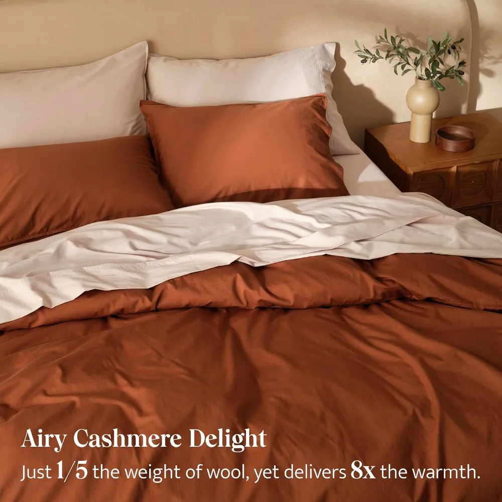 مجموعة غطاء لحاف من القطن الكشمير بغرز مزدوجة - مفروشات من مزيج قطن الكشمير المنغولي والبيما