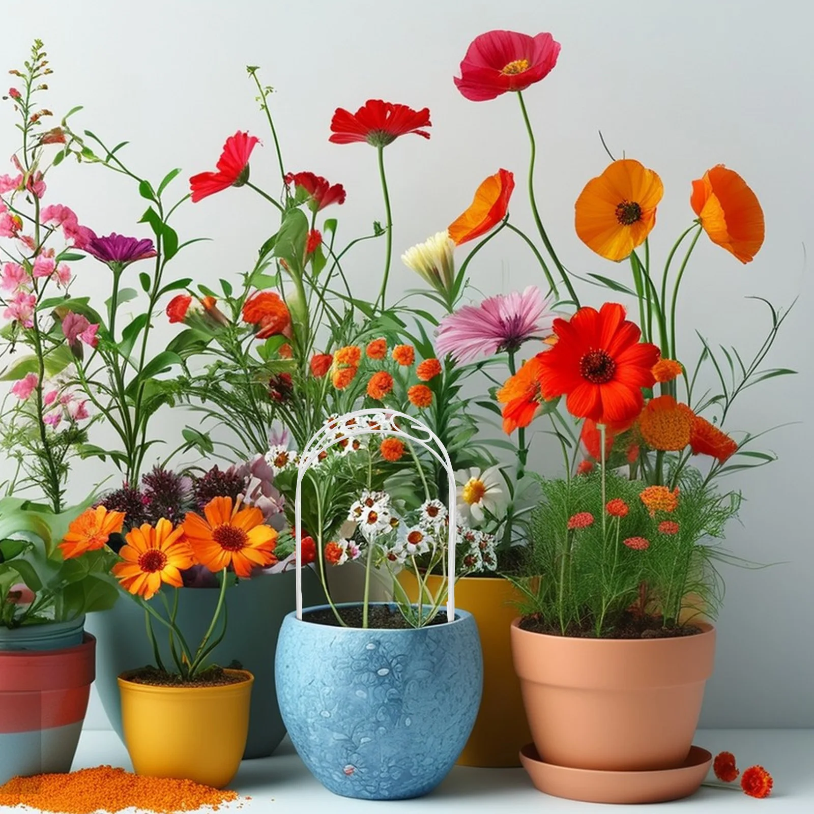 

4Pcs Mini Iron Arch Trellis Vintage European Style Garden Flower Support Frame Decorative Potted Plant Climbing Vines Stand