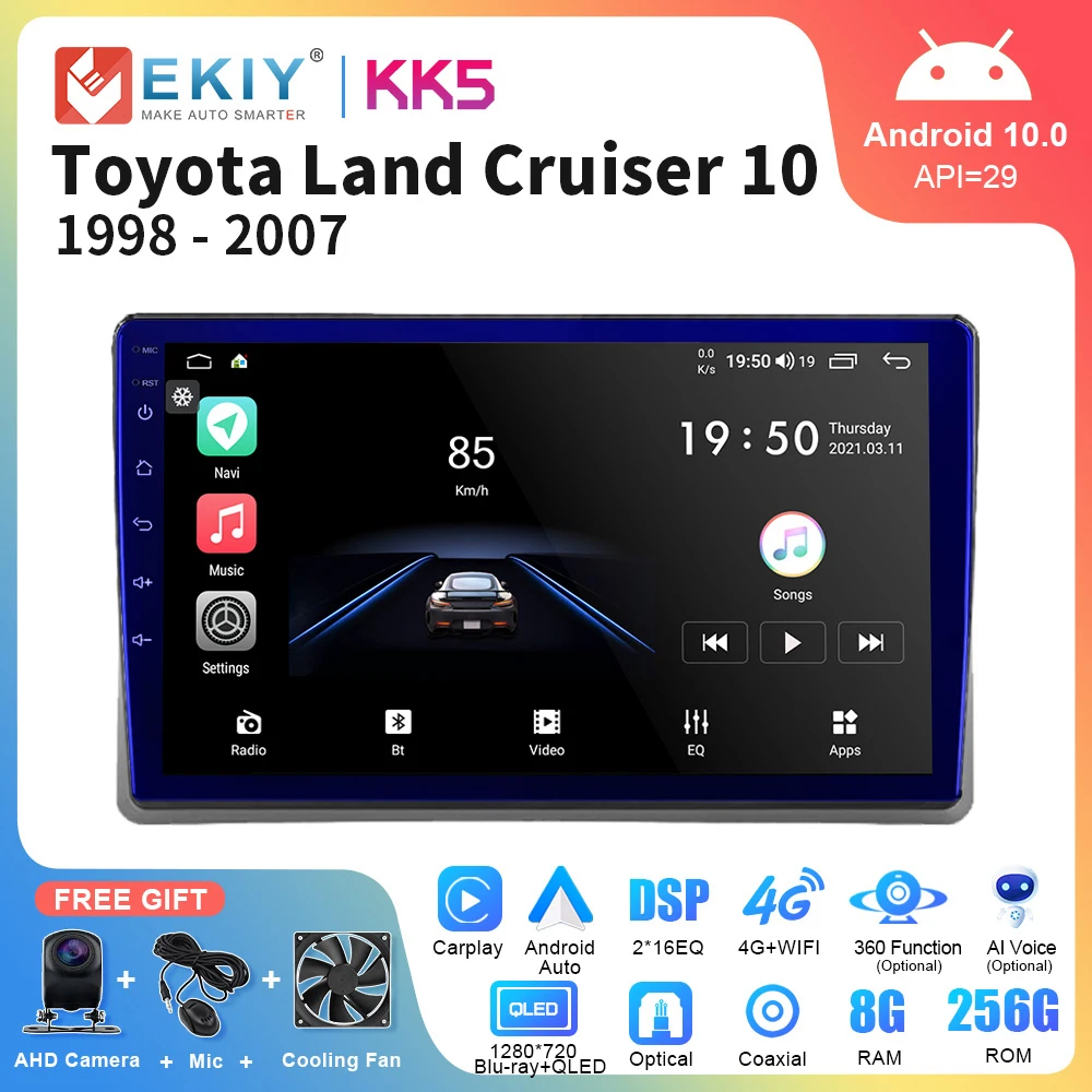 

EKIY KK5 Android Car Radio For Toyota Land Cruiser 10 J100 1998 - 2007 Multimedia Player Auto Carplay 2Din DVD Navigation GPS HU