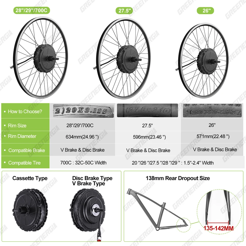 Bafang 750W EBike Kit Rear Drive Wheel Hub Motor Electric Bike Brushless Motor Bicycle Conversion Kit 20Ah 16Ah 13Ah Battery image 2