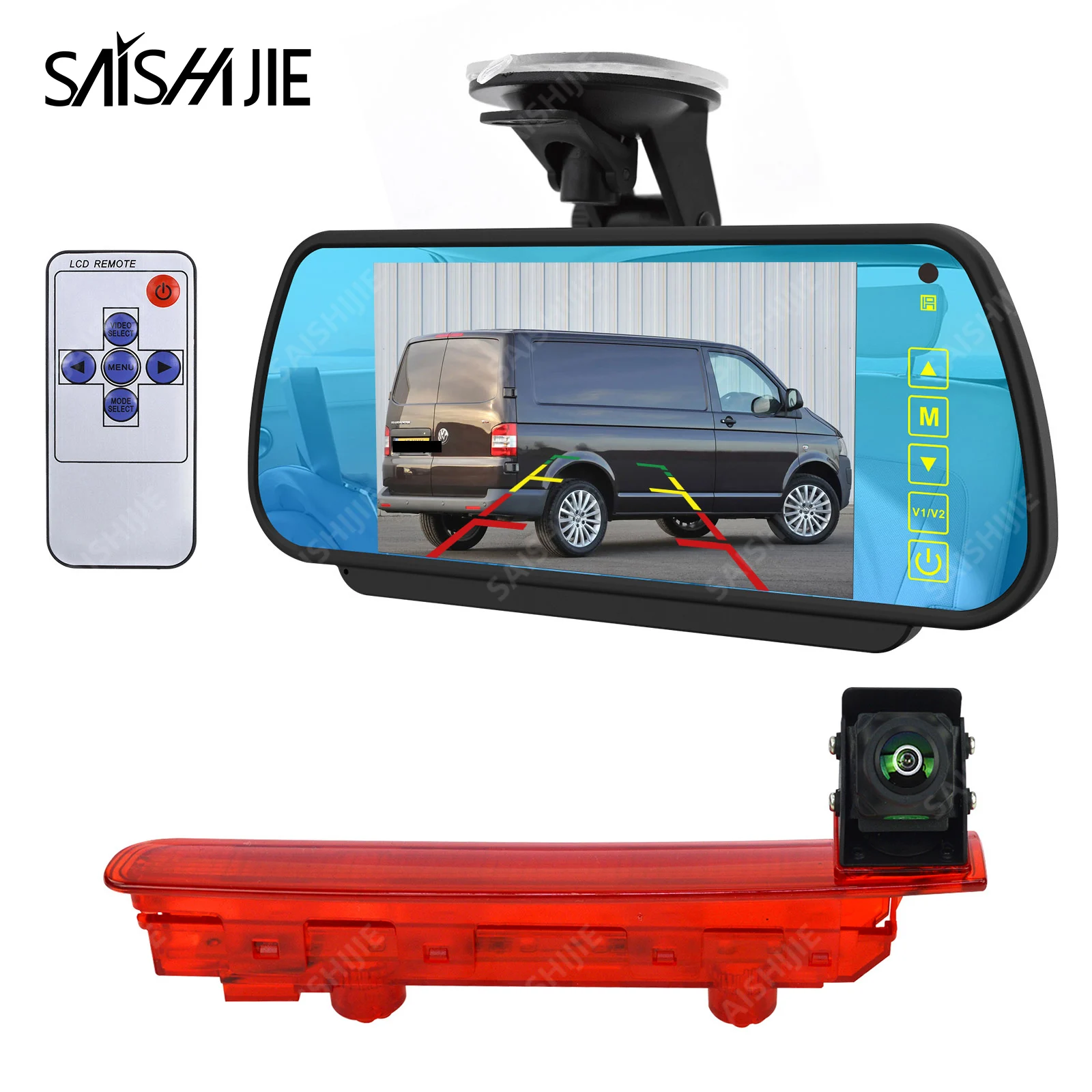 

Car Brake Light Reversing Camera Monitor Kit for VW Transporter T5 T6 (2010-Onwards) Rear View Camera Parking Backup System