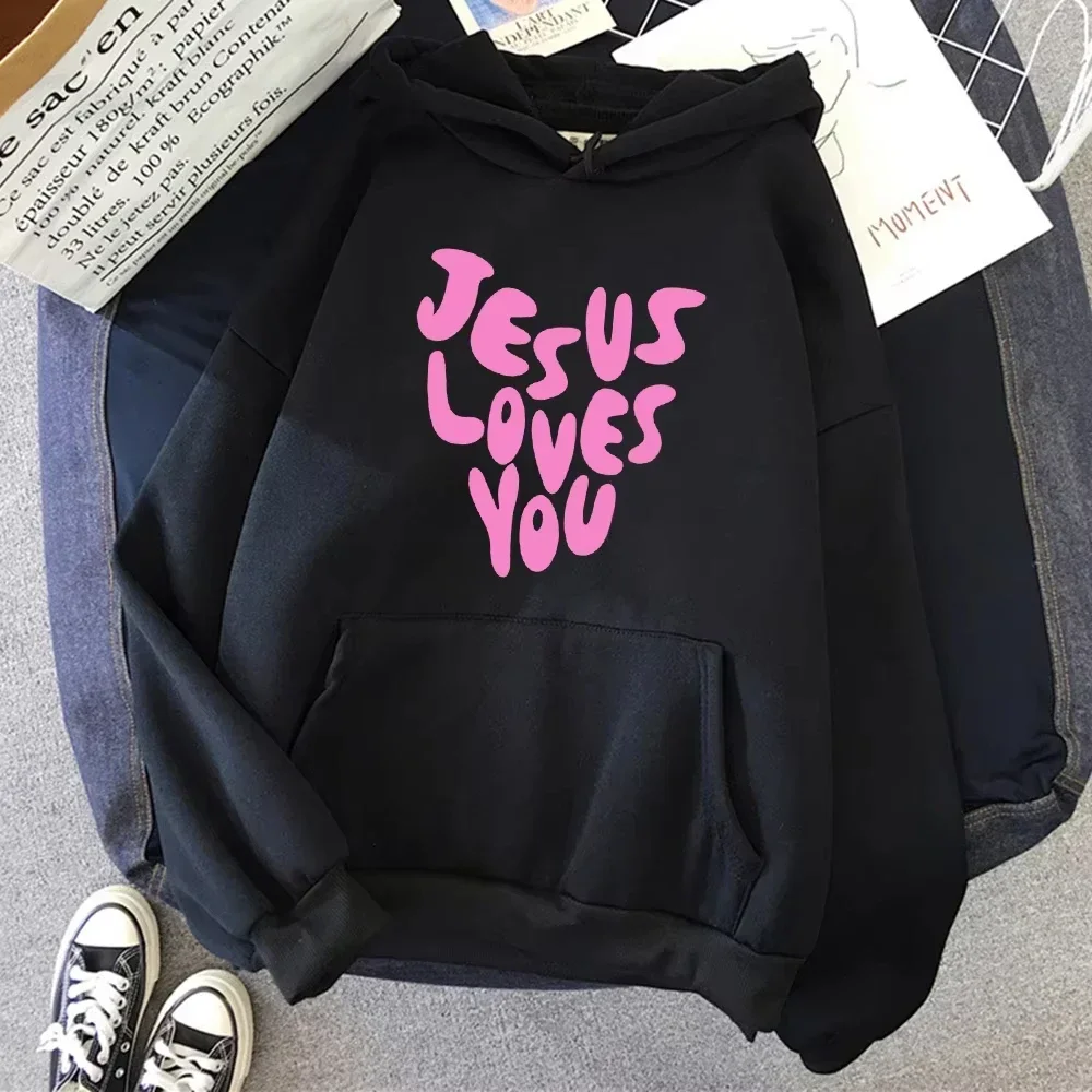

2025 Men Jesus Loves Me comical print hoodie Autumn Sporty loose Casual Sweatshirt