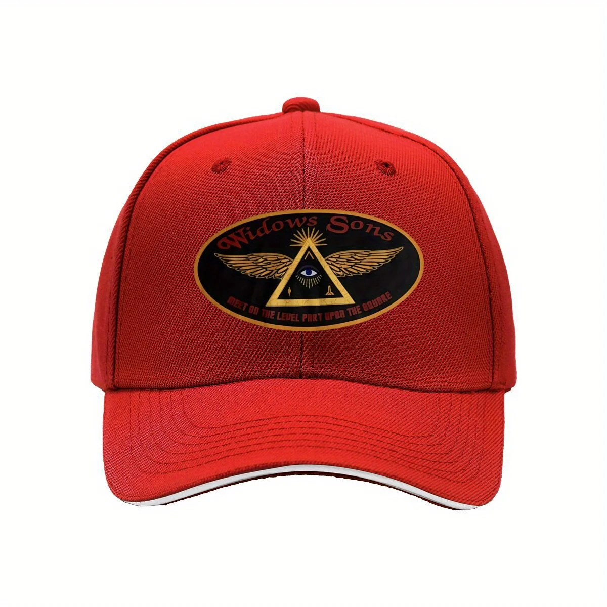 قبعة بيسبول قابلة للتعديل من شركة Widows Sons Masonic Riders Association - خفيفة الوزن باللون الأزرق الداكن مع شعار ذهبي وتصميم العين،