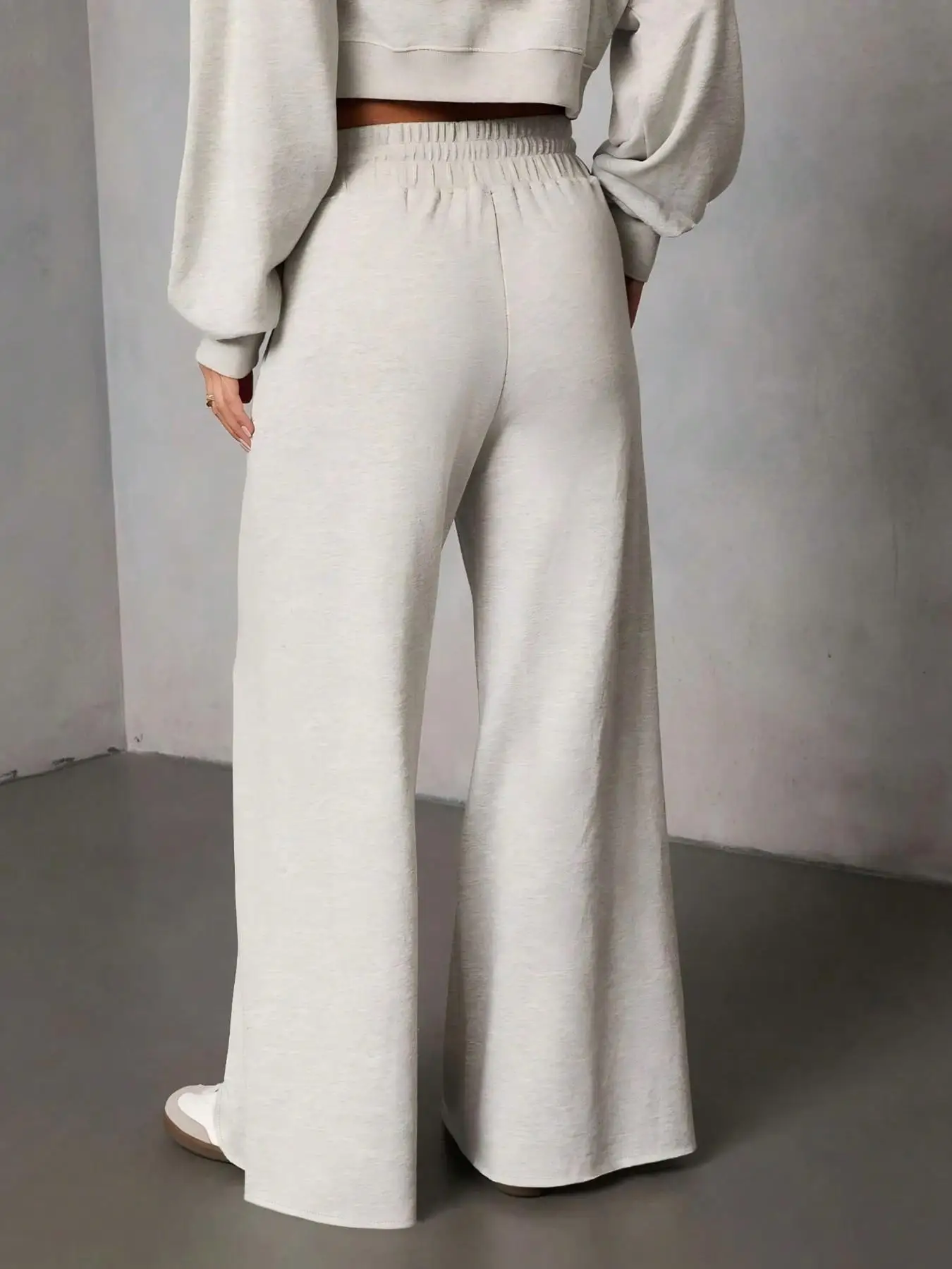 Spring/Summer 2026 Casual Wide Leg Pure Color Belted Trousers for Women Comfortable Loose Fit Drawstring Pants in European And A