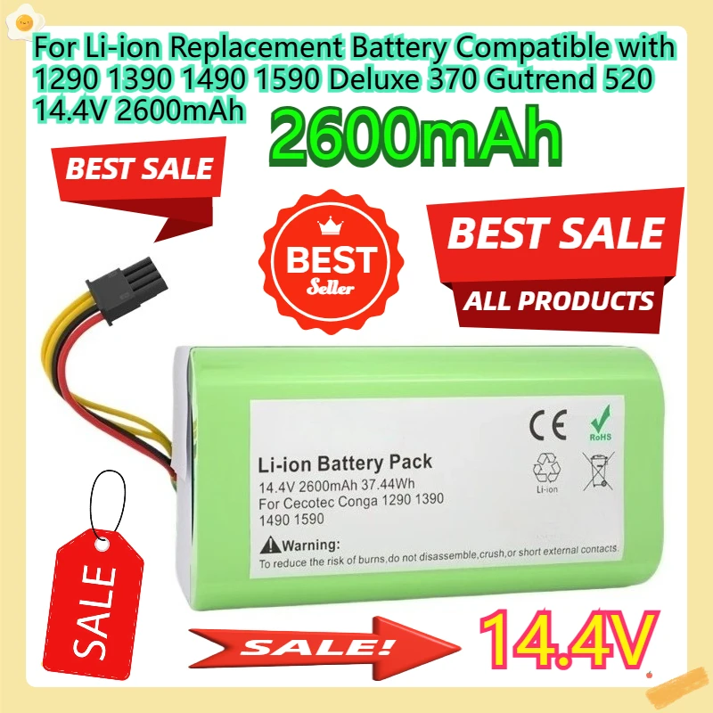 

For Li-ion Replacement Battery Compatible with 1290 1390 1490 1590 Deluxe 370 Gutrend 520 14.4V 2600mAh