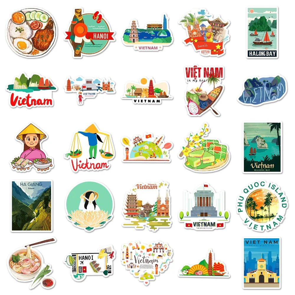 ملصقات كتابات فيتنام ، مناطق الجذب السياحي الشهيرة ، ديكور الهاتف ، الأمتعة ، السفر في الهواء الطلق ، بيتيكسكو ، البرج ، من 10 إلى 50. #4