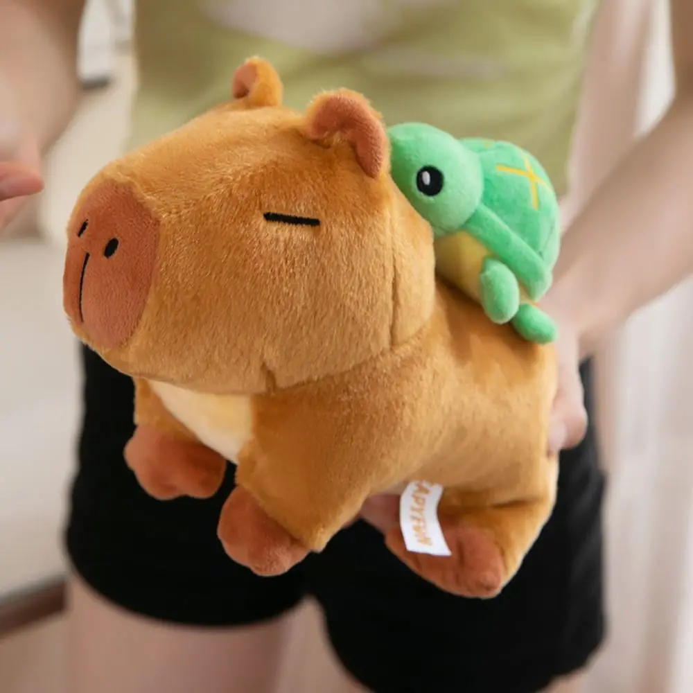 

With Turtle Capybara Plush Toy Soft Simulation Capybara Plush Doll 25cm Cartoon Capibara Anime Fluffty Toy Home Decor