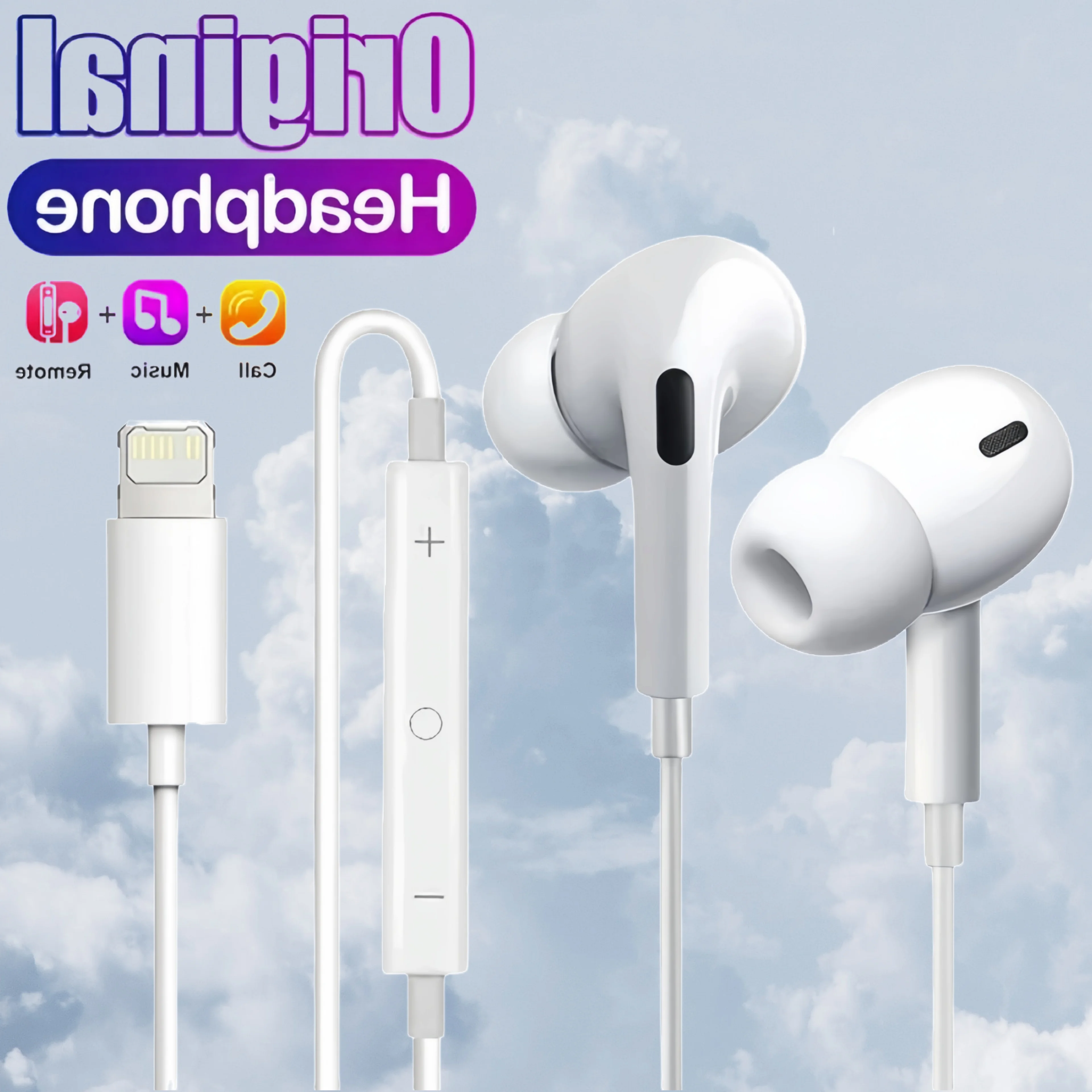 Original Earphones For Apple iPhone 14 Pro Max 13 12 11 Headphones X XS XR 8 7 6 Plus Bluetooth Wired Earbuds Phone Accessories