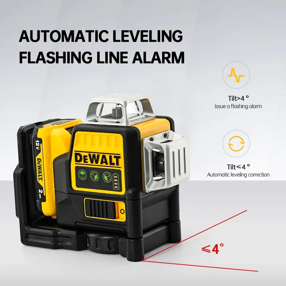 Dewalt dw089lg 12v nível laser autonivelante 12 linhas 3 lados * 360 graus auto-nivelamento horizontal e vertical ferramentas de linha cruzada