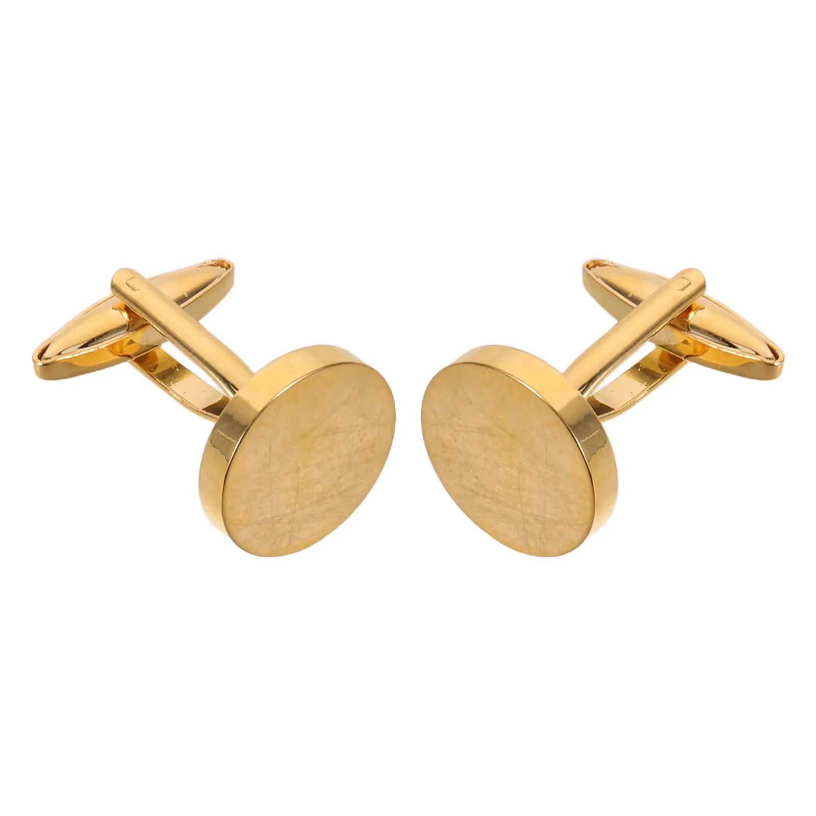 1Pair Round Copper French Shirt Cufflinks Solid Color Plated Classic Design Suitable Men Casual Business Gift Travel Souvenir