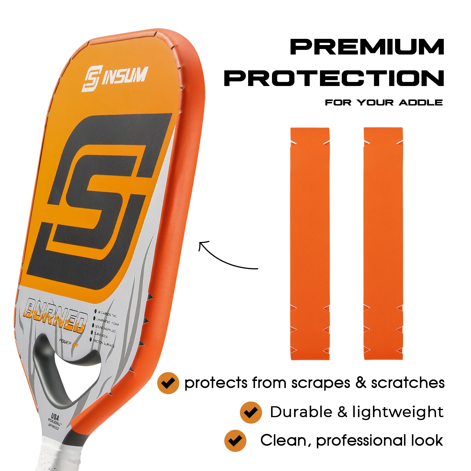 

INSUM 2 Pack Pickleball Racket Protection Tape 20mm/23mm/26mm Edge Tape Fits Most Sizes of Pickleball Rackets