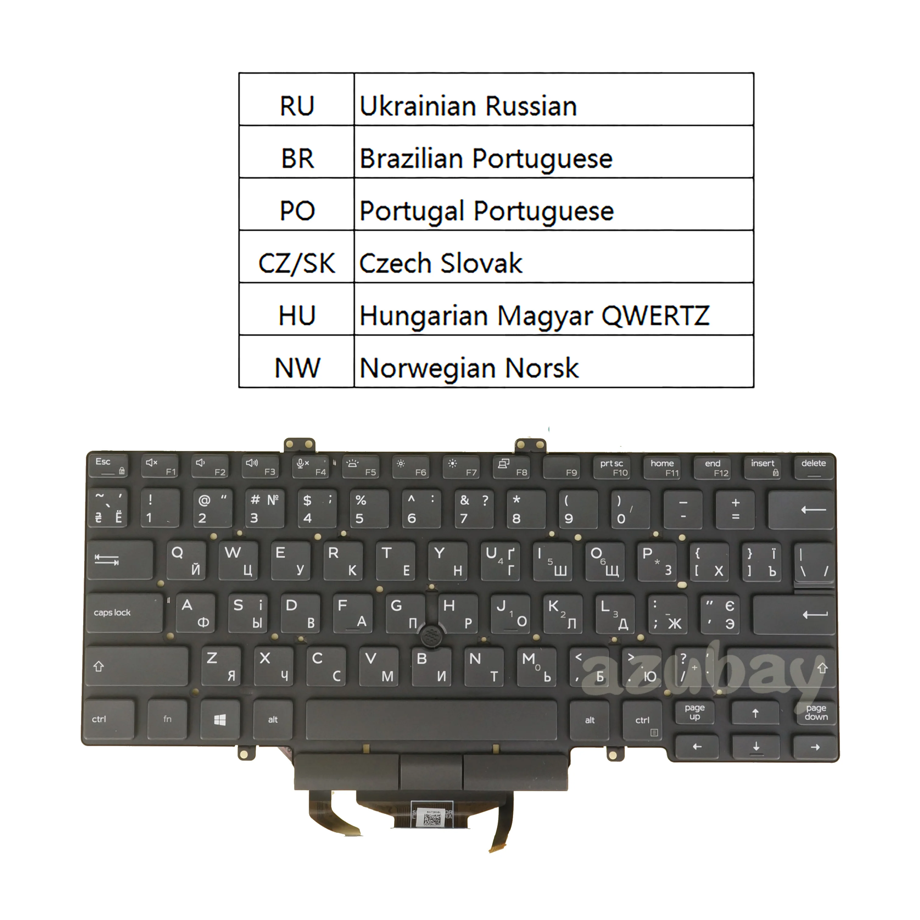 Backlit Laptop Keyboard for Dell Latitude 5400 5401 5410 5411 (Y2019) Portuguese Czech Slovak Hungarian QWERTZ Norwegian Russian