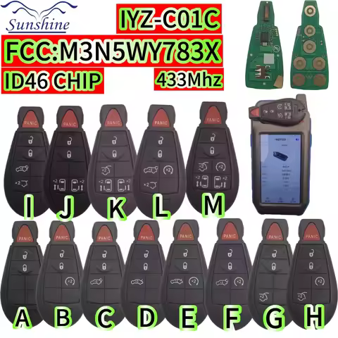 2pieces ID46 CHIP 433MHz Car Remote Key/PCB 1YZ-C01C M3N5WY783X For Jeep Grand Cherokee Dodge Caravan Chrysler Town Country 300
