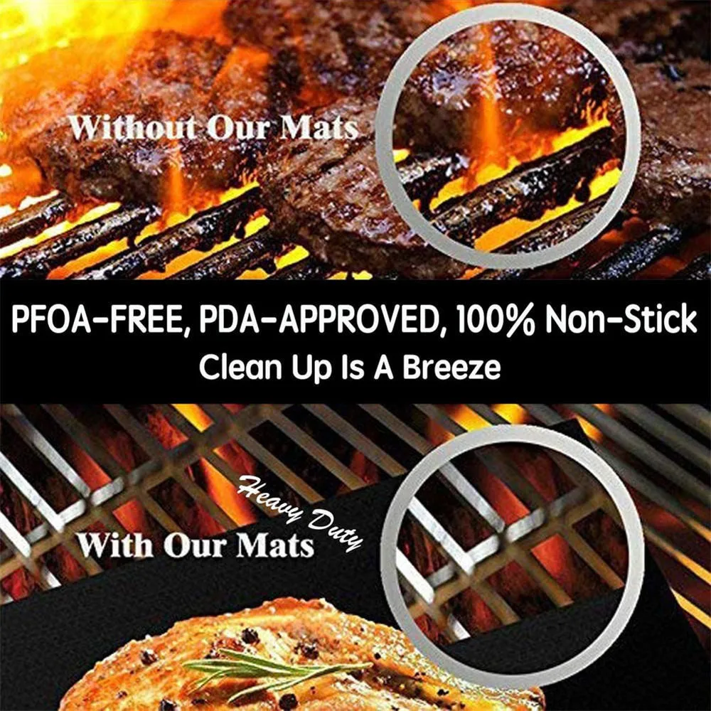 Non-Stick BBQ Grill Mat Baking Mat Cooking Reusable Barbecue Grilling Sheet Heat Resistance Easily Cleaned Kitchen Tools