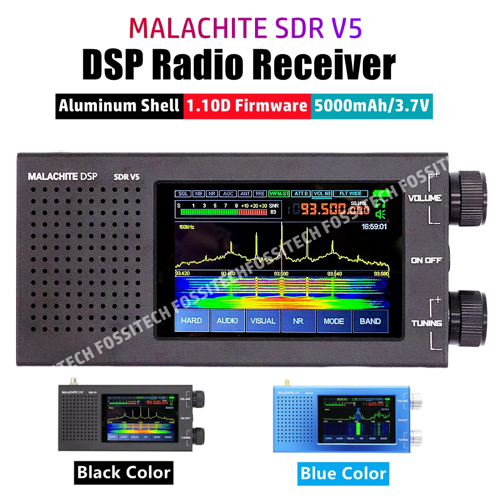 Dual Antenna Malachite Radio Versão Mais Recente 1.10d Malahit-dsp Stereo Portátil 3ª Versão Receptor Sdr 50khz2ghz v3 Novo