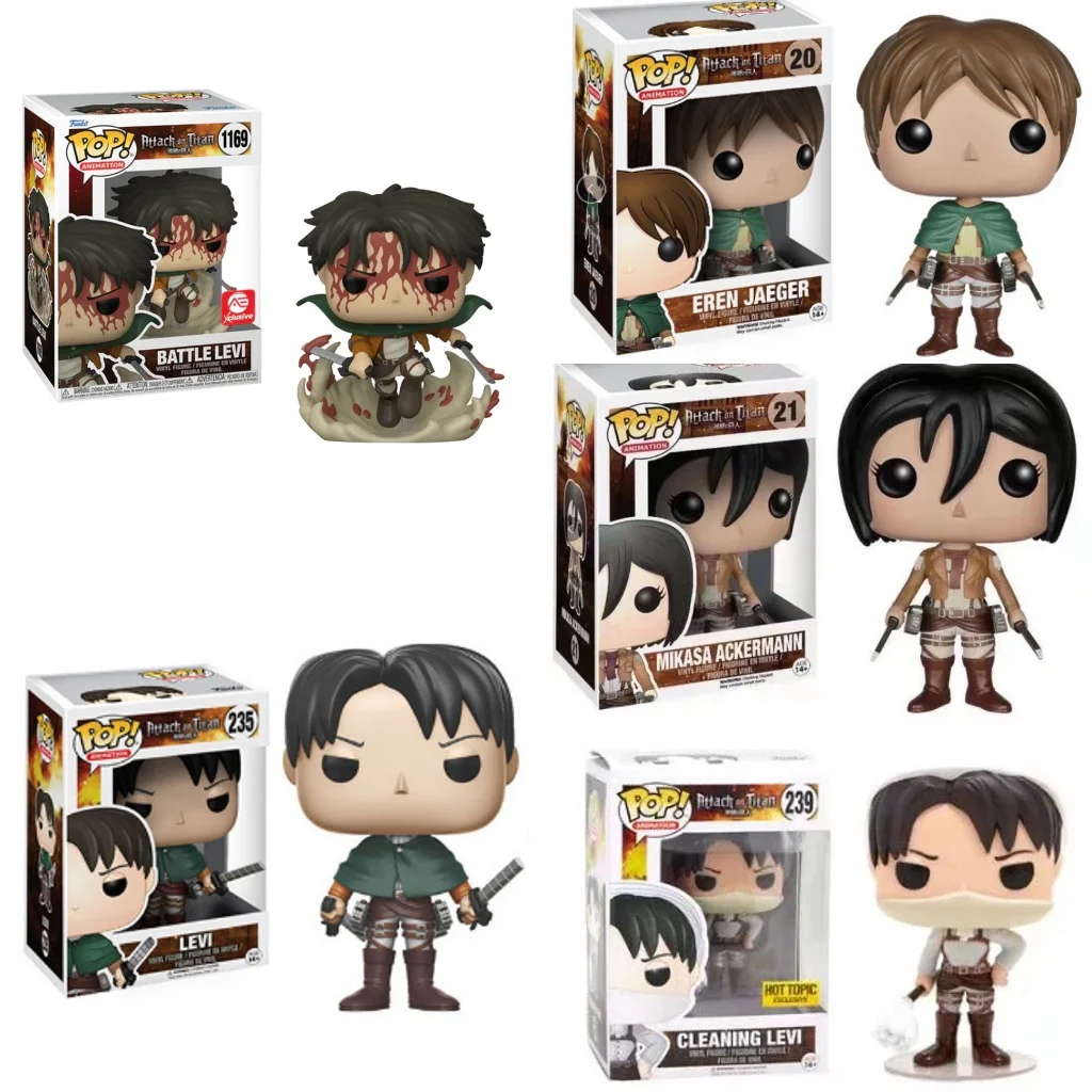 Японская анимационная атака Funko на Титанов Levi 235. #   МИКАСА АКЕРМАНН 21 #   Эрен Йегер 20 #   Фигурка виниловая кукла карманные игрушки