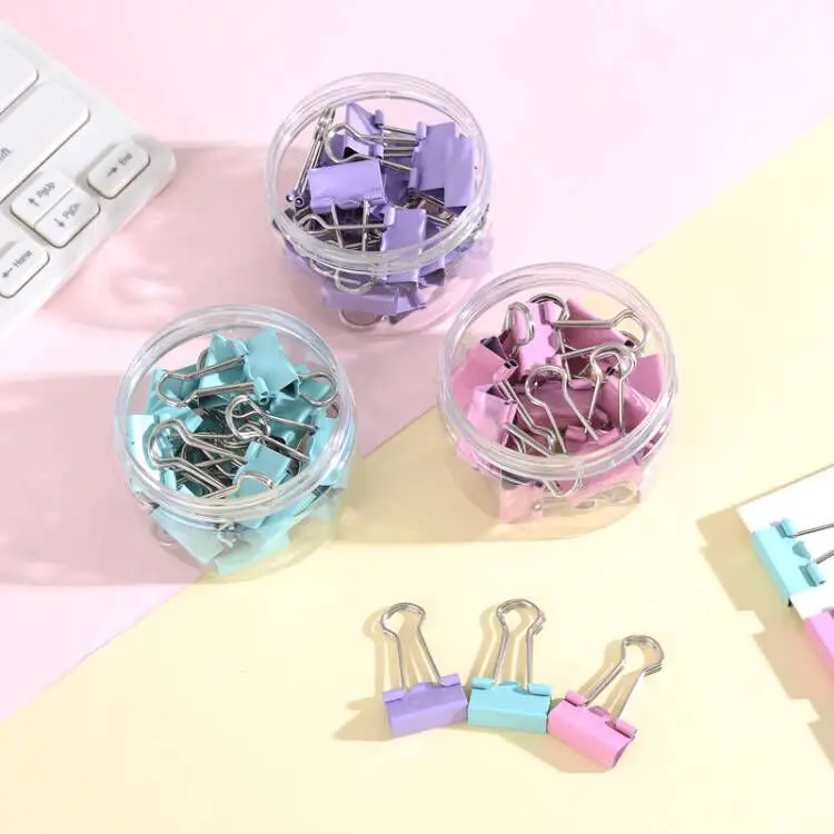 Macaron Binder Clip 19MM Metal Clips Office Folder  Paperclips Office Supplies