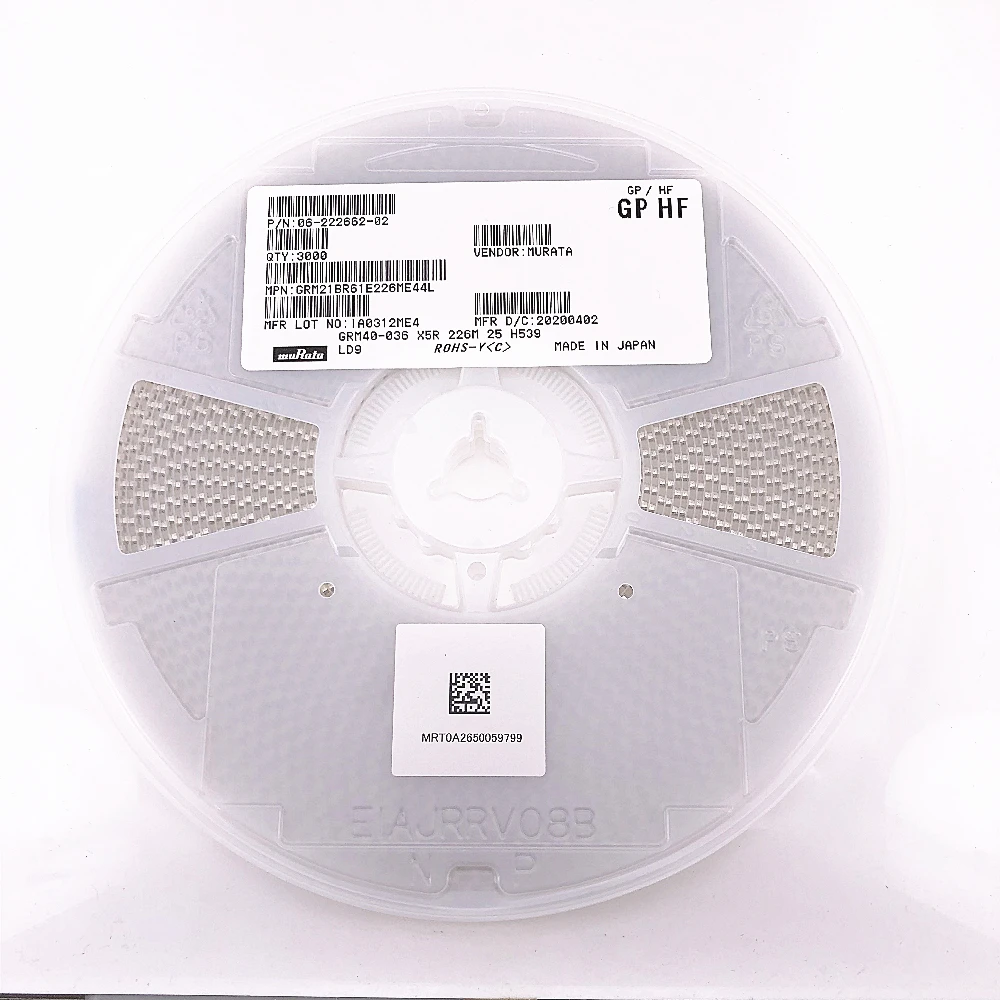 (3000pcs/reel) GRM21BR61E226ME44L SMD 0805 Capacitor 226M 25V X5R Murata Electronic Component