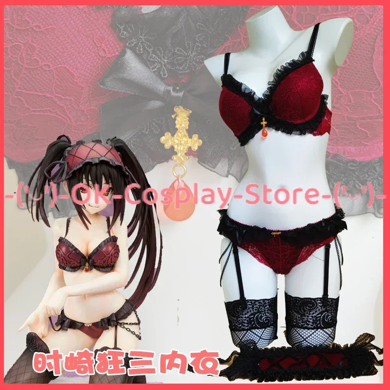 Anime DATE A LIVE Tokisaki Kurumi Cosplay Costumes Women Sexy Lace Underwear Bra Underpants Set Halloween Outfit Custom Made