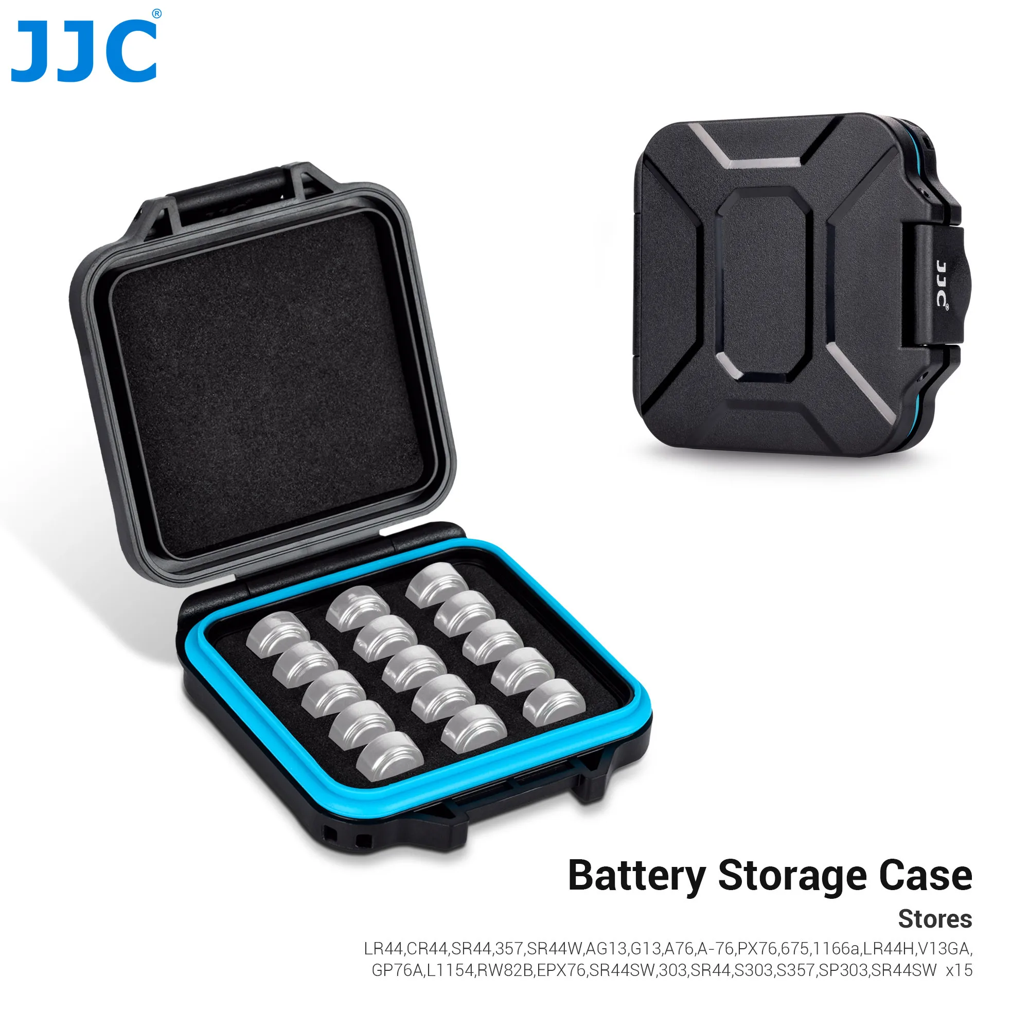 JJC 15 Slots Cell Battery Case For LR44/ AG13/ V13GA/ A76/ L1154/ 357/ 303/ SR44/ SG13/ SR44SW/ SR44W Battery Storage Box