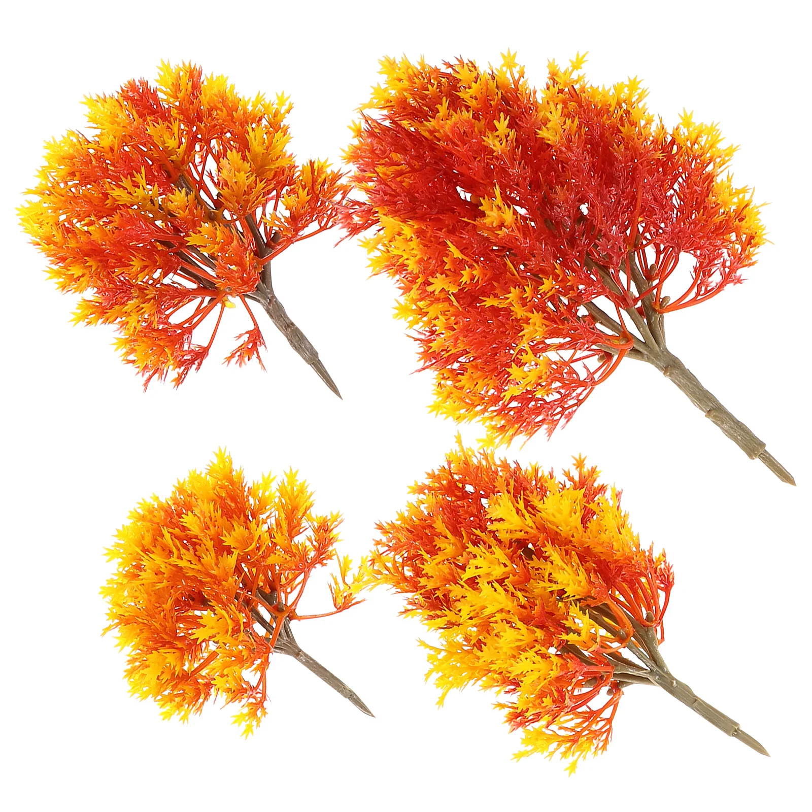 

4Pcs Plastic Maple Tree Set Micro Landscape Decoration Realistic Scenic Props 19cm 15cm 13cm 10cm for Home Garden