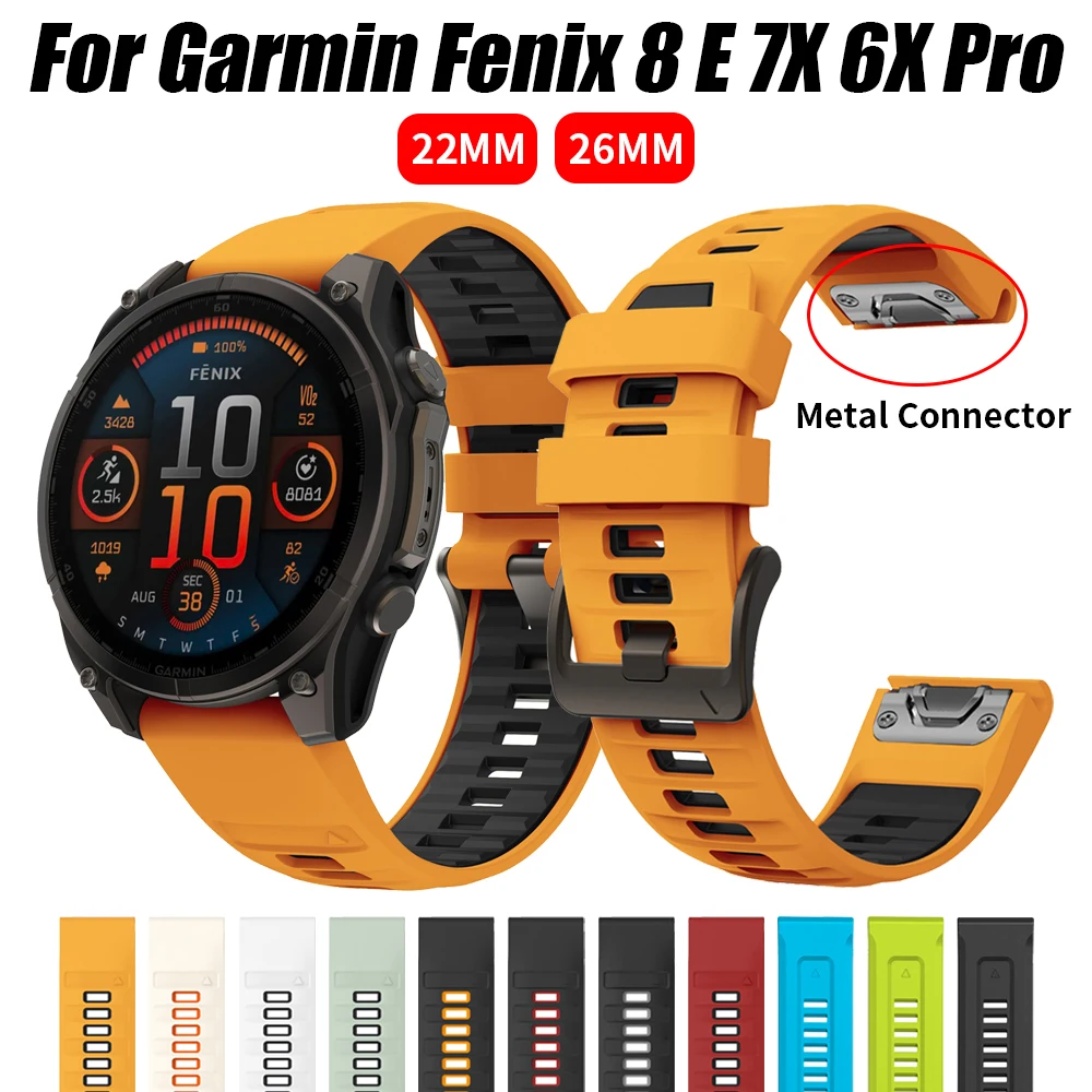 QuickFit 22 مللي متر 26 مللي متر سيليكون حزام ل Garmin Fenix 8 E 7X 7 6 6XPro 5 5XPlus/Epix Pro Gen 2 51 مللي متر 47 مللي متر سوار الساعات