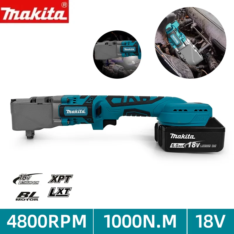 Makita 4800RPM Cordless Right Angle Wrench Electric Impact Wrench 90 Degree Ratchet Wrench For 18v Battery New