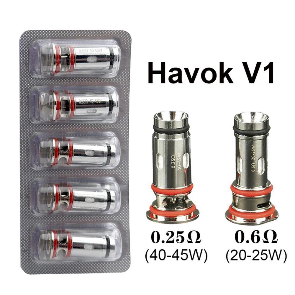 Vmiss-Cabezal de bobina Havok para Dispositivo de sistema de cartucho Havok V1 Pods, 0,25 ohm, UN2 meshed-h, DTL, 0,6 ohm, 1,0 ohm, MTL, RDL