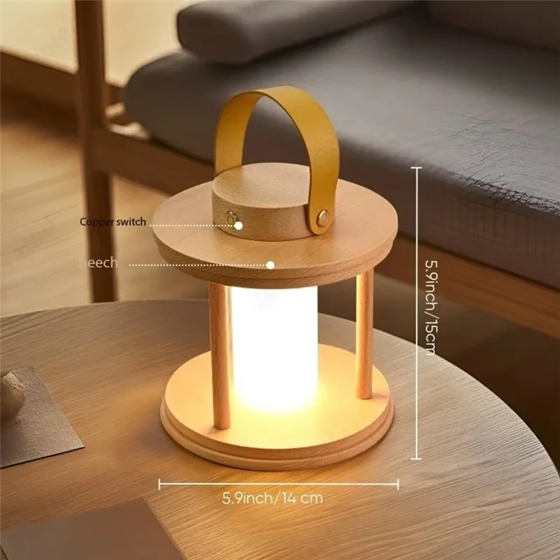 ABLN-LED Linterna de madera maciza Luz nocturna Lámpara de atmósfera de camping Portátil Antoco-Friendly