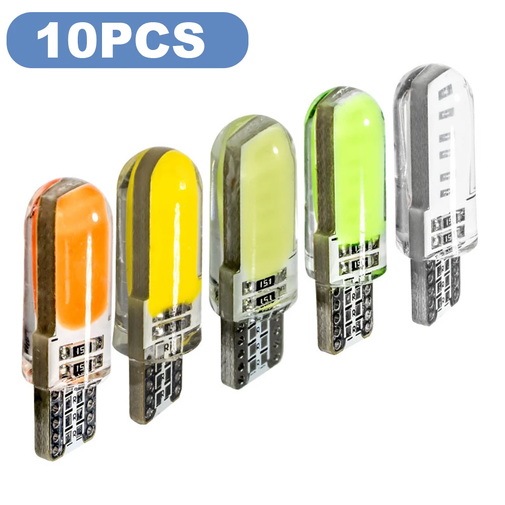 

2/10PCS T10 W5W Car LED Bulbs Car Interior Dome Maps Trunk License Plate Lights 12V COB-12SMD 7500K White Yellow Red Blue Pink