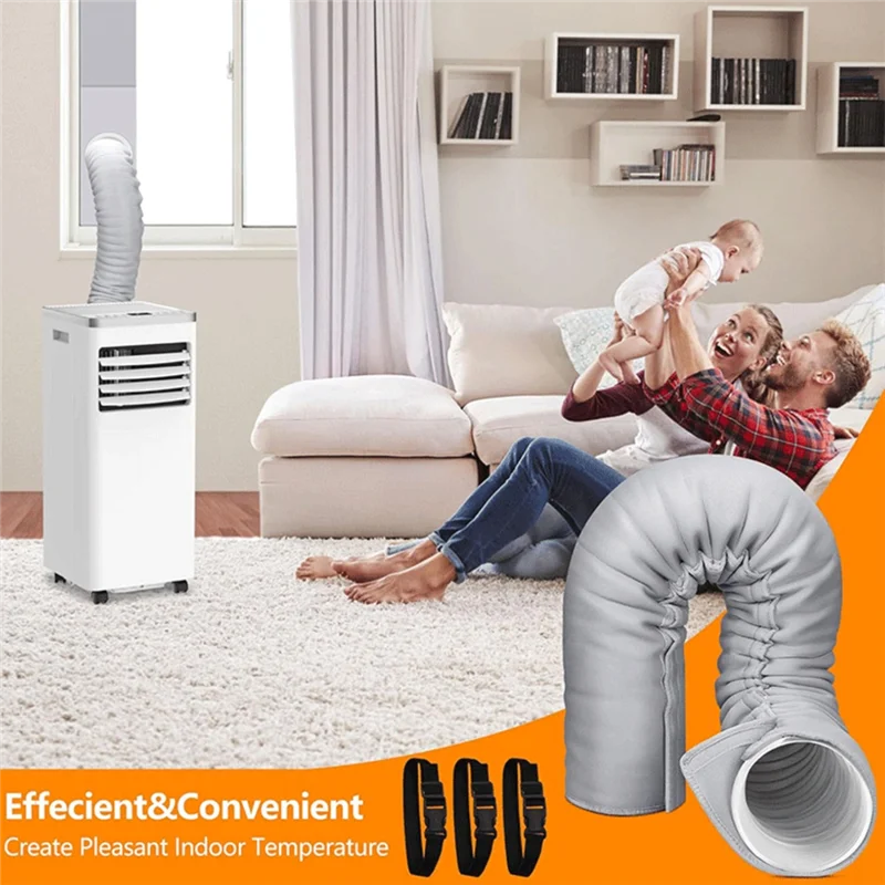 AT63-Portable AC Hose Protector Portable AC Window Vent Kit Air Conditioner Hose Cover For Home